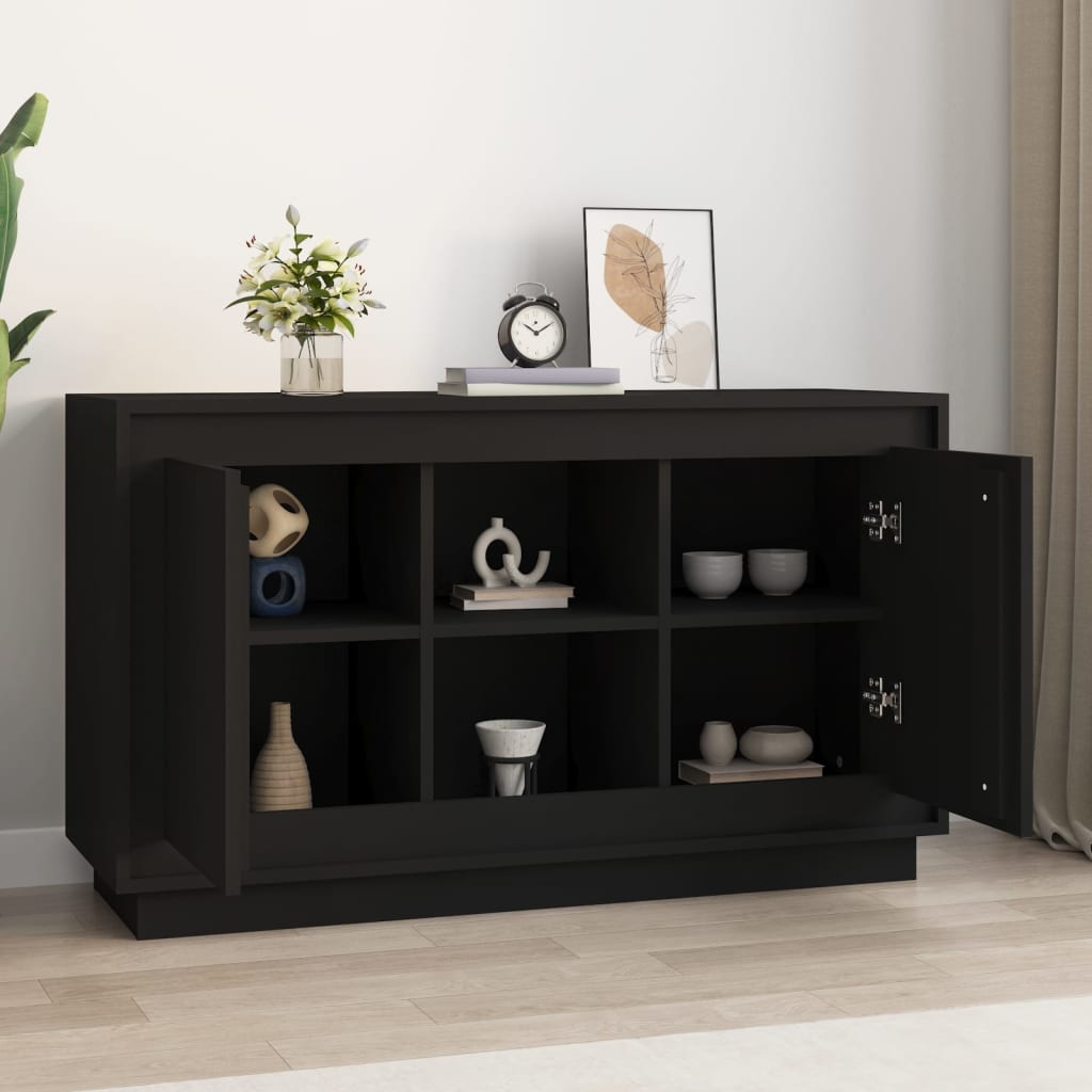 Dressoir 102x35x60 cm bewerkt hout zwart is nu te koop bij PeponiXL, paradijselijk wonen!