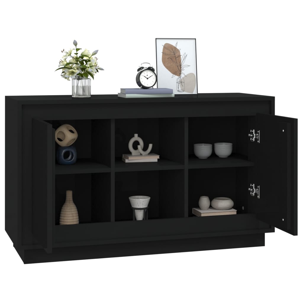 Dressoir 102x35x60 cm bewerkt hout zwart is nu te koop bij PeponiXL, paradijselijk wonen!