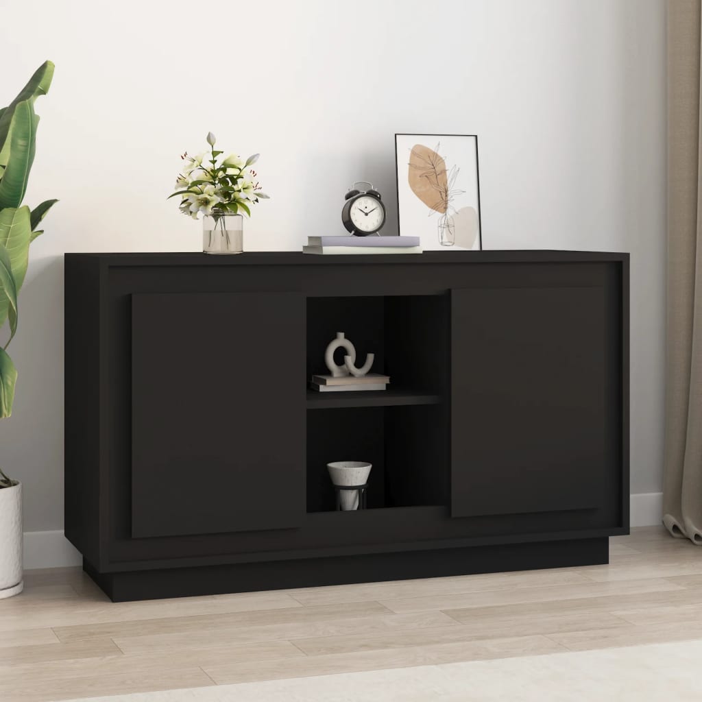 Dressoir 102x35x60 cm bewerkt hout zwart is nu te koop bij PeponiXL, paradijselijk wonen!