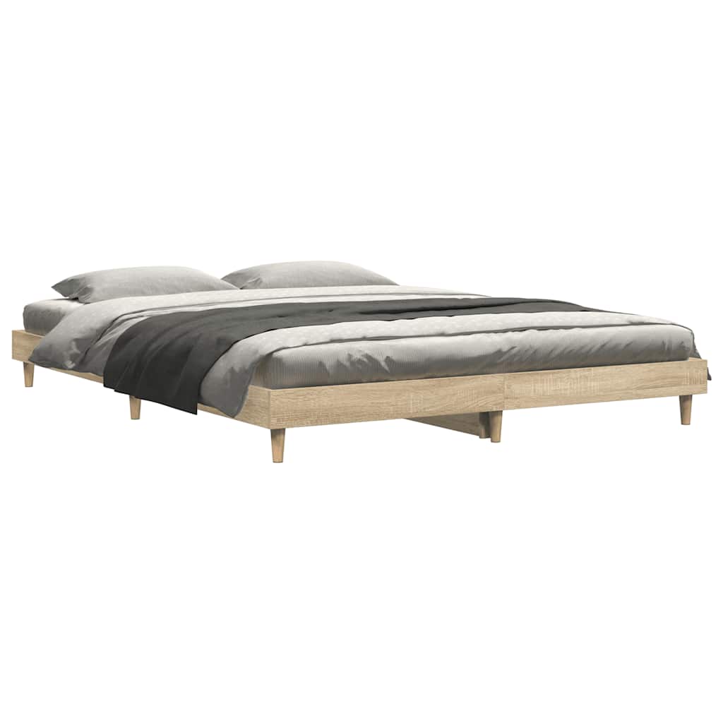 Bedframe zonder matras hout sonoma eikenkleurig 140x200 cm is nu te koop bij PeponiXL, paradijselijk wonen!