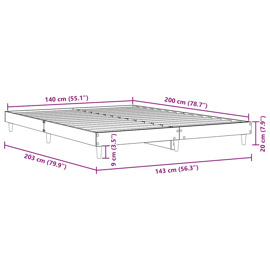 Bedframe zonder matras hout sonoma eikenkleurig 140x200 cm is nu te koop bij PeponiXL, paradijselijk wonen!