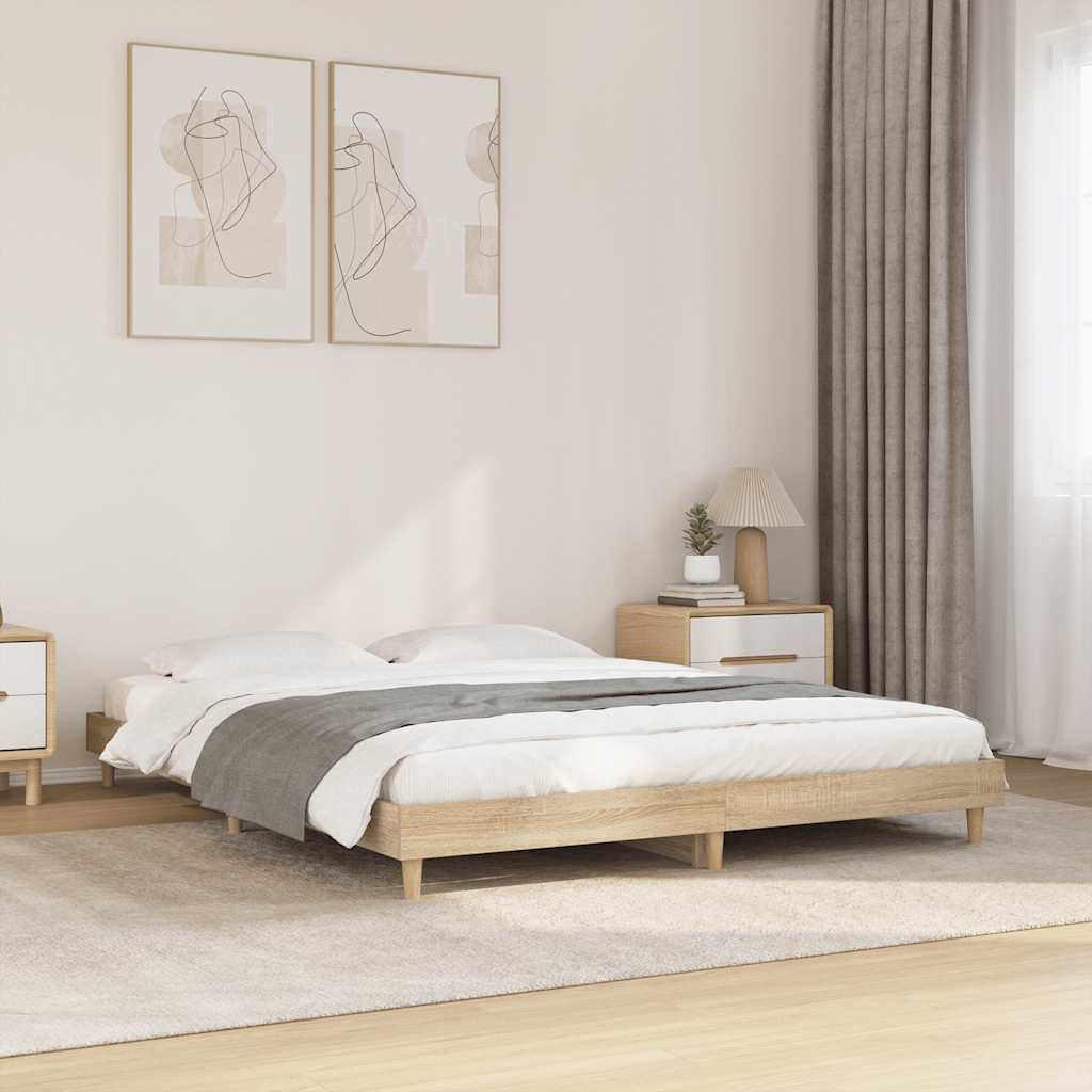 Bedframe zonder matras hout sonoma eikenkleurig 140x200 cm is nu te koop bij PeponiXL, paradijselijk wonen!