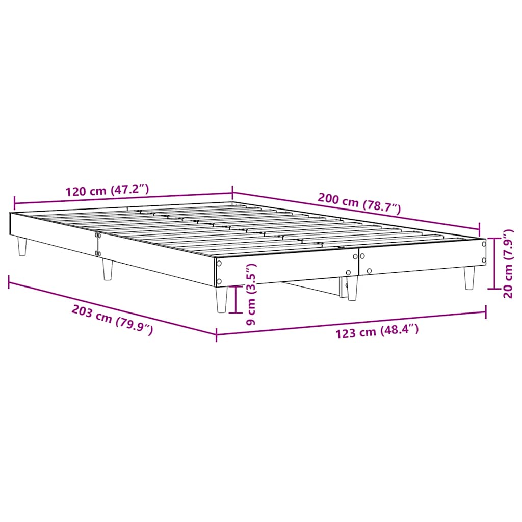 Bedframe zonder matras hout sonoma eikenkleurig 120x200 cm is nu te koop bij PeponiXL, paradijselijk wonen!