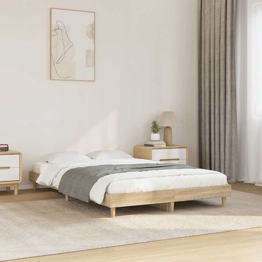 Bedframe zonder matras hout sonoma eikenkleurig 120x200 cm is nu te koop bij PeponiXL, paradijselijk wonen!