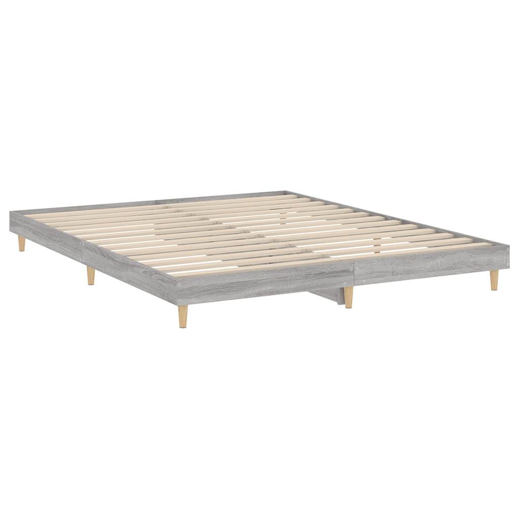 Bedframe bewerkt hout grijs sonoma eikenkleurig 120x200 cm is nu te koop bij PeponiXL, paradijselijk wonen!