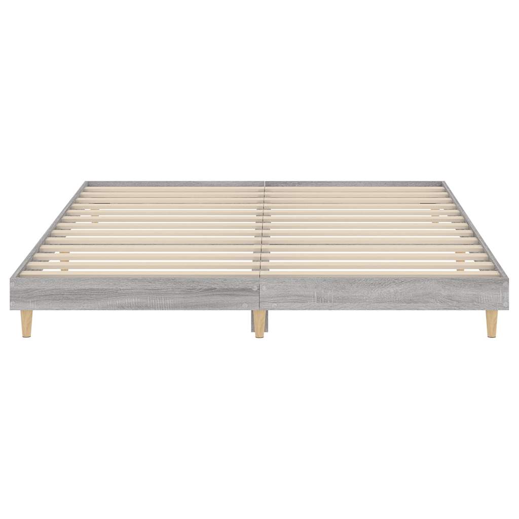 Bedframe bewerkt hout grijs sonoma eikenkleurig 120x200 cm is nu te koop bij PeponiXL, paradijselijk wonen!