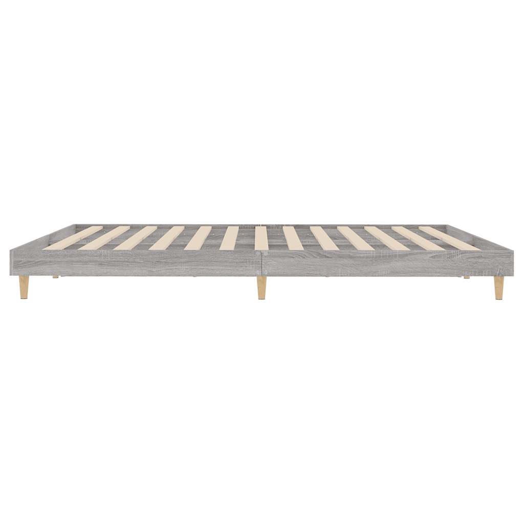 Bedframe bewerkt hout grijs sonoma eikenkleurig 120x200 cm is nu te koop bij PeponiXL, paradijselijk wonen!