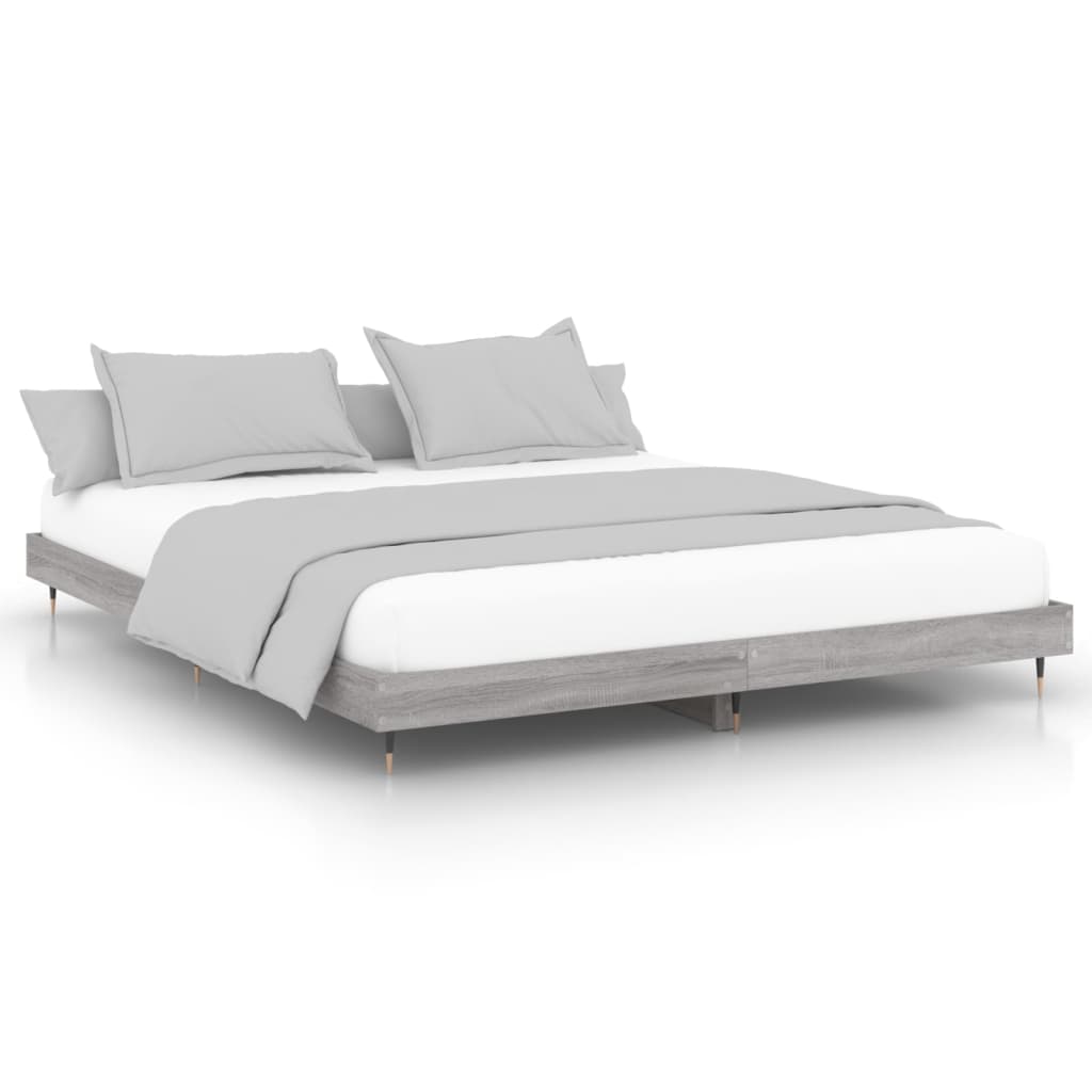 Bedframe bewerkt hout grijs sonoma eikenkleurig 140x200 cm is nu te koop bij PeponiXL, paradijselijk wonen!