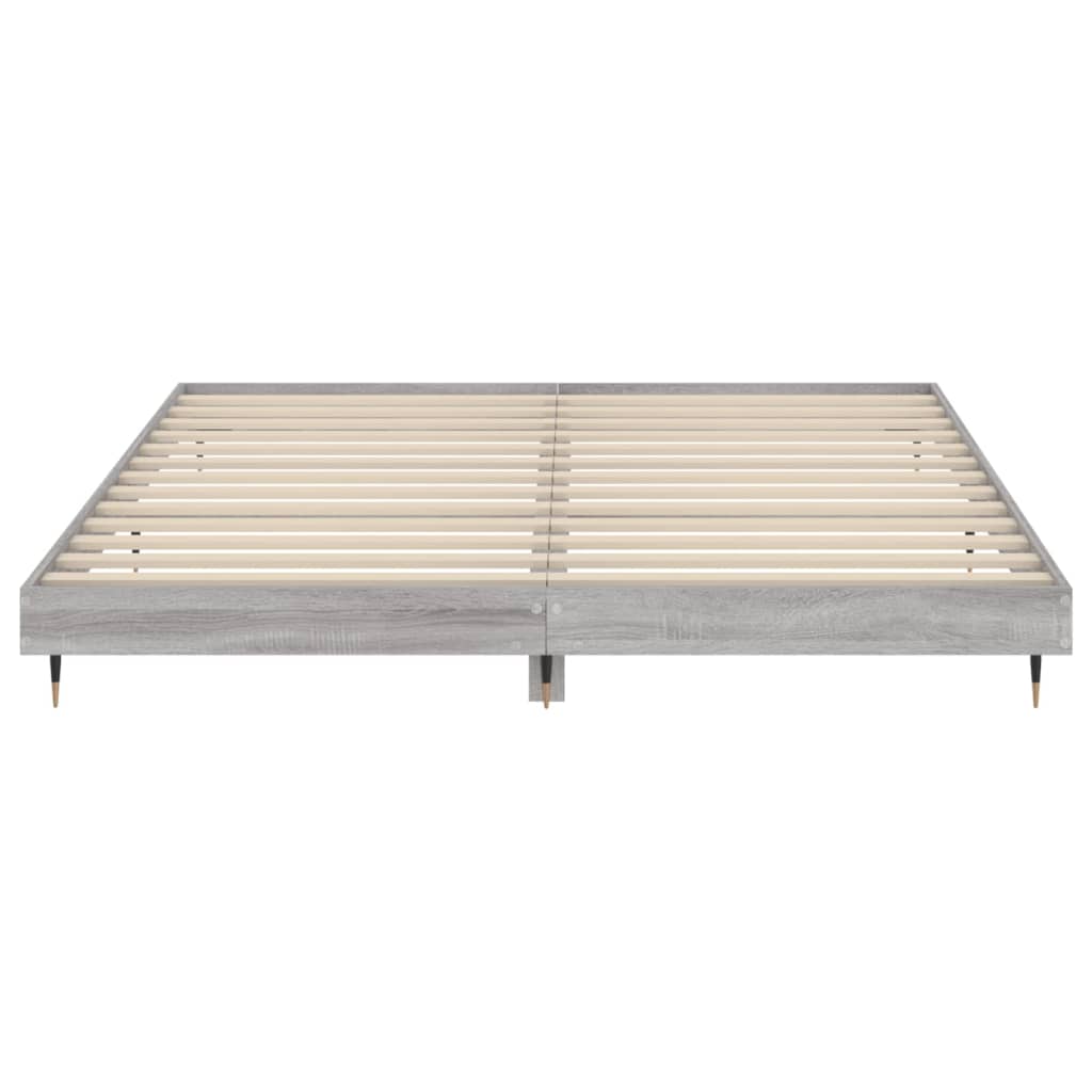 Bedframe bewerkt hout grijs sonoma eikenkleurig 140x200 cm is nu te koop bij PeponiXL, paradijselijk wonen!