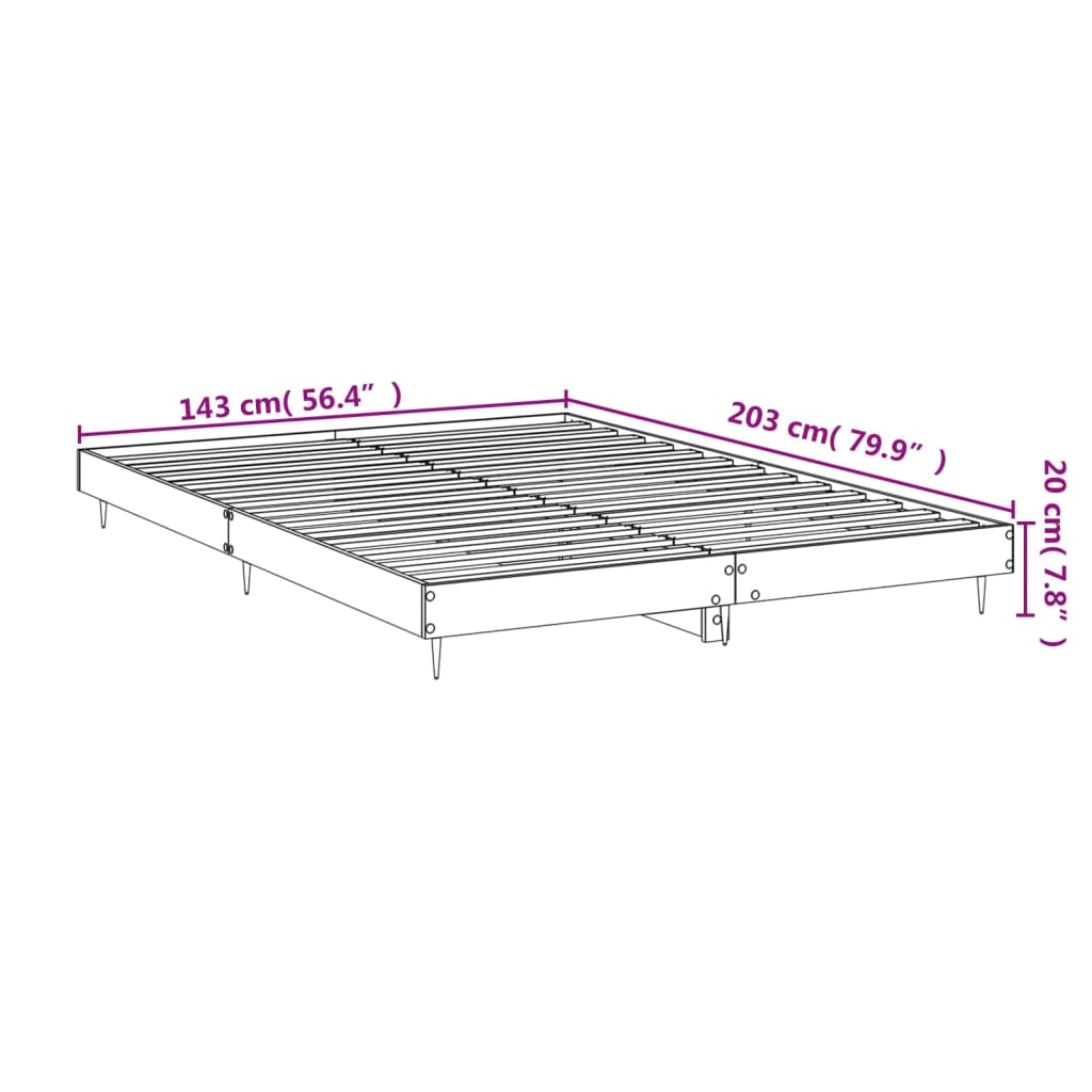 Bedframe bewerkt hout grijs sonoma eikenkleurig 140x200 cm is nu te koop bij PeponiXL, paradijselijk wonen!