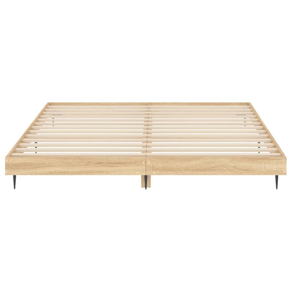 Bedframe bewerkt hout sonoma eikenkleurig 200x200 cm is nu te koop bij PeponiXL, paradijselijk wonen!