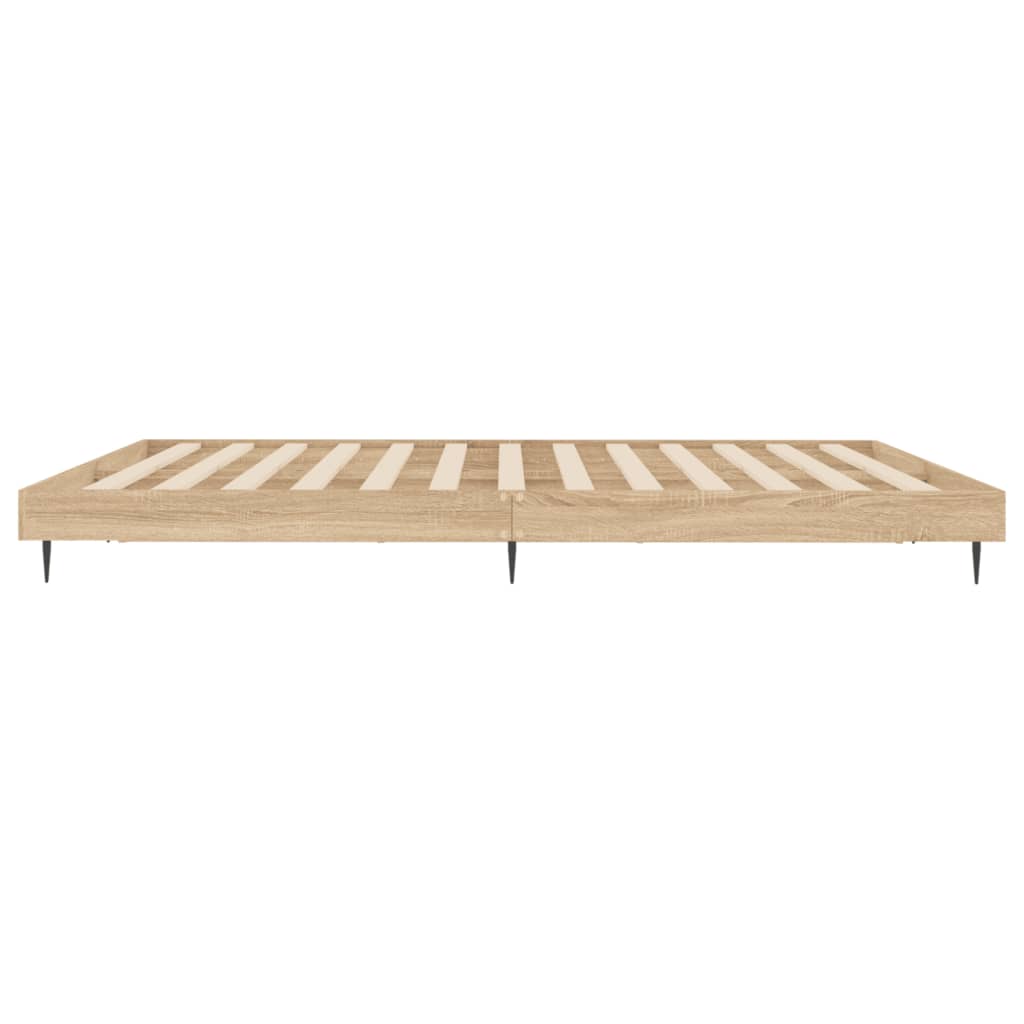 Bedframe bewerkt hout sonoma eikenkleurig 200x200 cm is nu te koop bij PeponiXL, paradijselijk wonen!