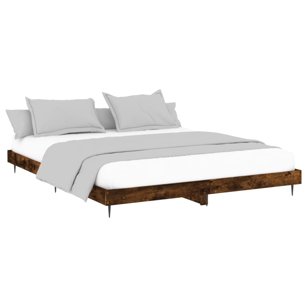 Bedframe bewerkt hout gerookt eikenkleurig 200x200 cm is nu te koop bij PeponiXL, paradijselijk wonen!