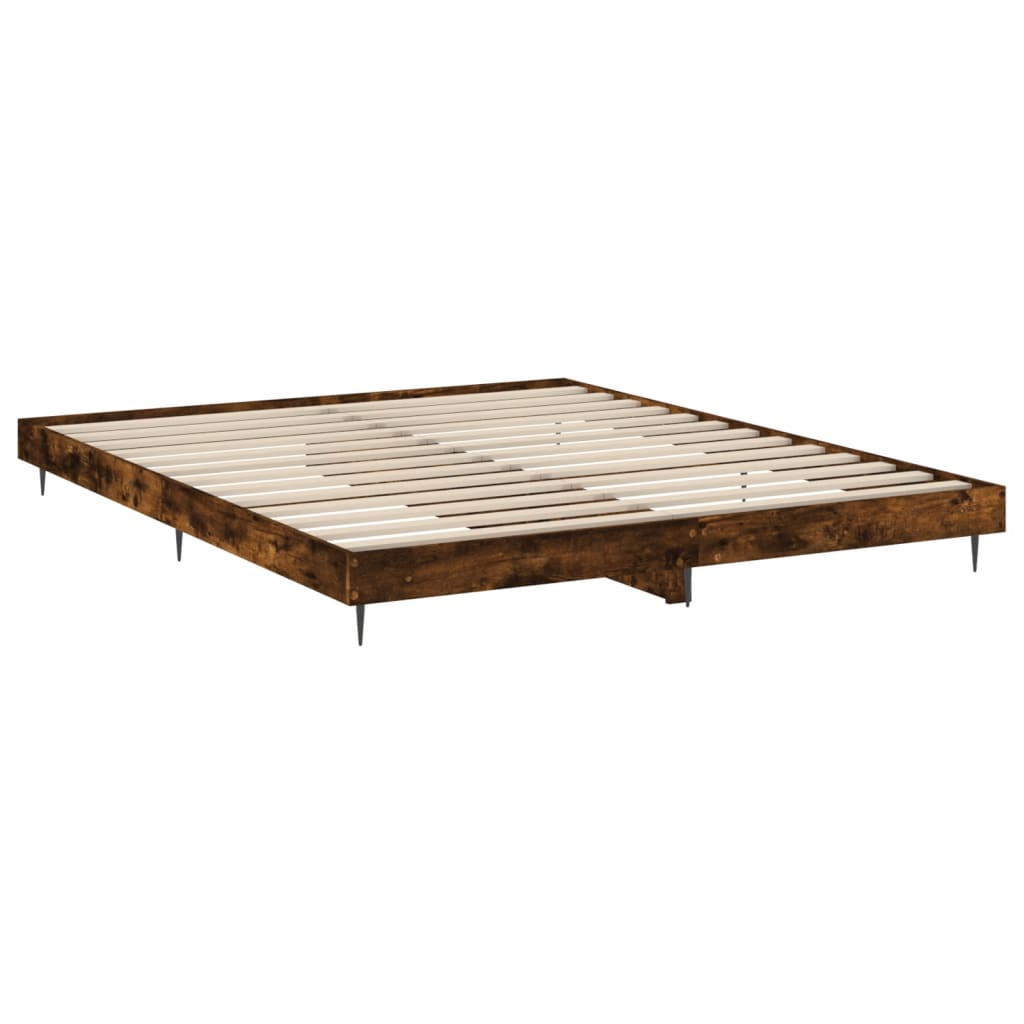 Bedframe bewerkt hout gerookt eikenkleurig 200x200 cm is nu te koop bij PeponiXL, paradijselijk wonen!