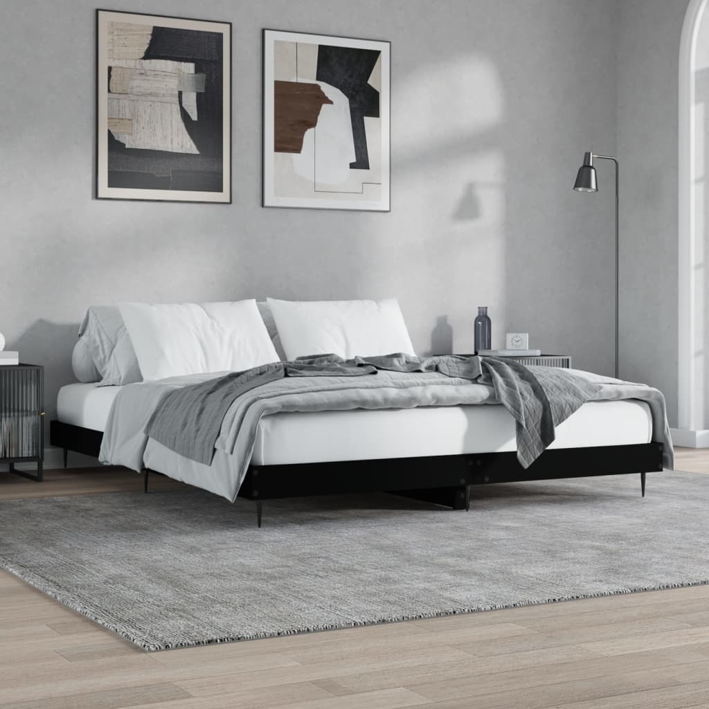 Bedframe zonder matras 180x200 cm spaanplaat zwart is nu te koop bij PeponiXL, paradijselijk wonen!