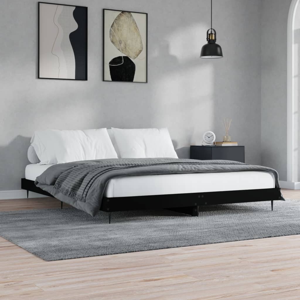 Bedframe zonder matras 180x200 cm spaanplaat zwart is nu te koop bij PeponiXL, paradijselijk wonen!