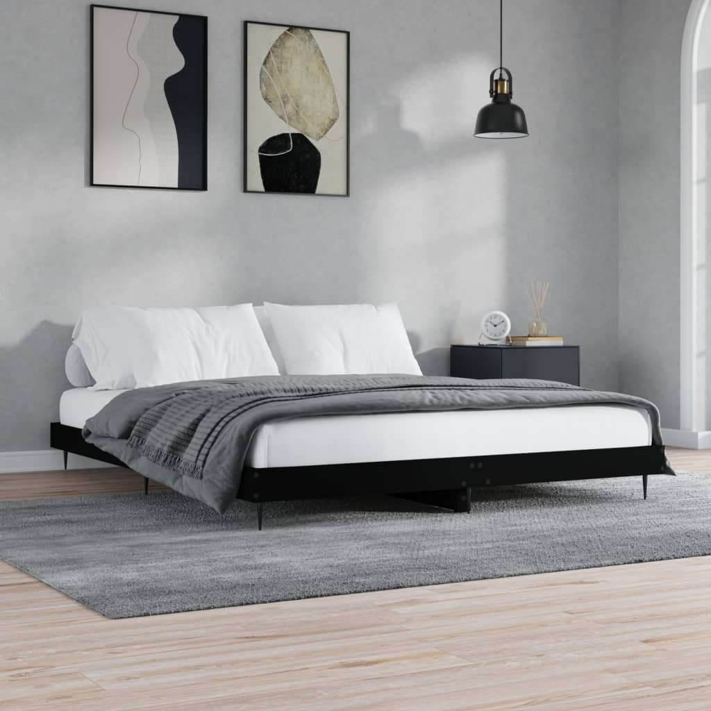 Bedframe bewerkt hout zwart 180x200 cm is nu te koop bij PeponiXL, paradijselijk wonen!