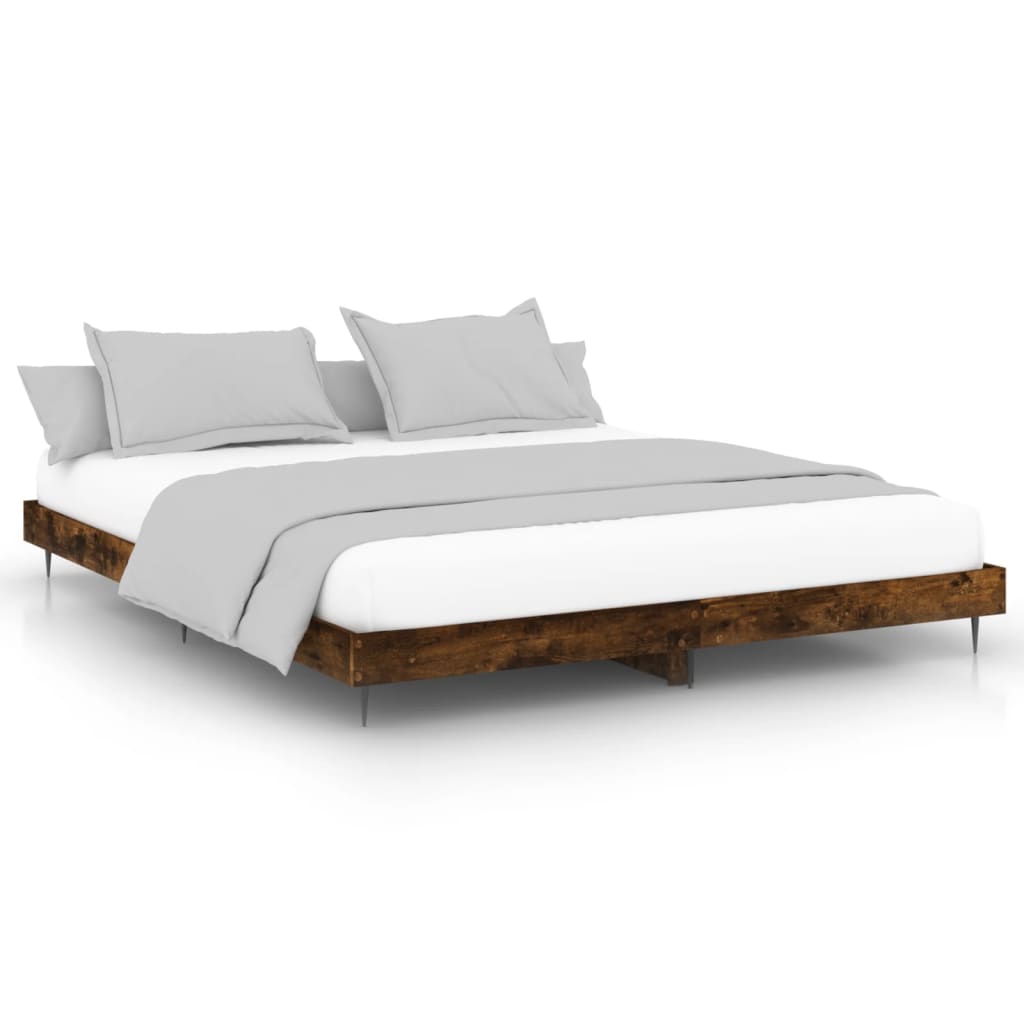 Bedframe zonder matras hout gerookt eikenkleurig 150x200 cm is nu te koop bij PeponiXL, paradijselijk wonen!