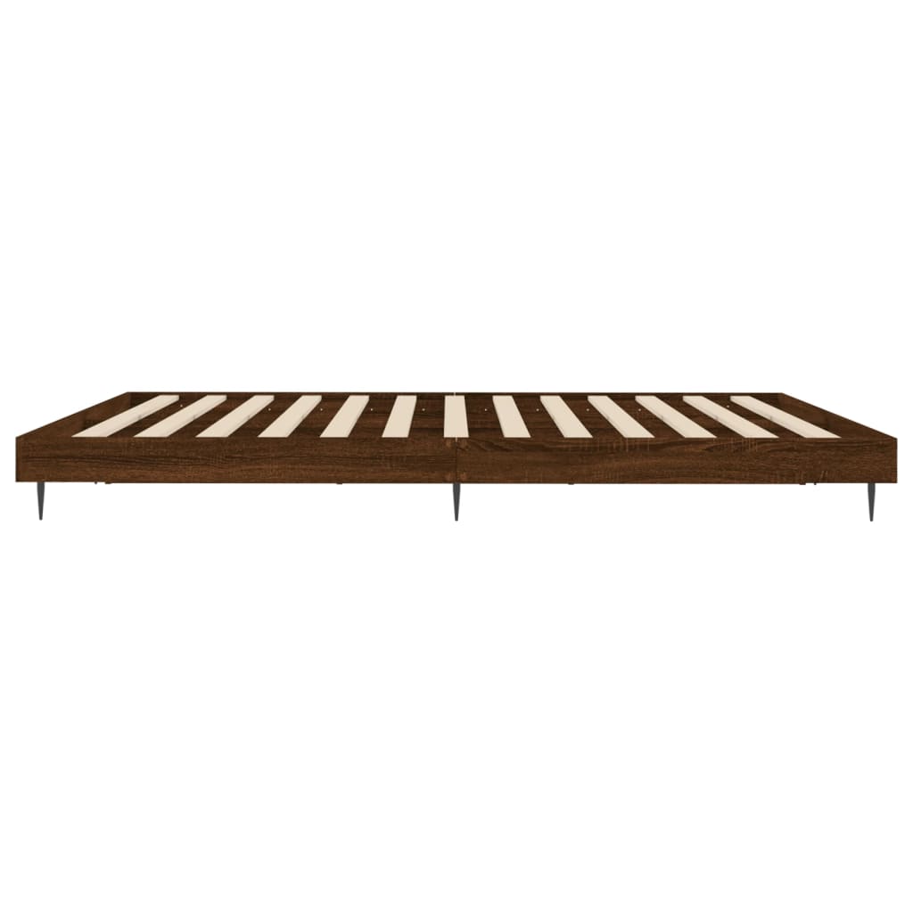 Bedframe zonder matras bewerkt hout bruin eikenkleur 150x200 cm is nu te koop bij PeponiXL, paradijselijk wonen!