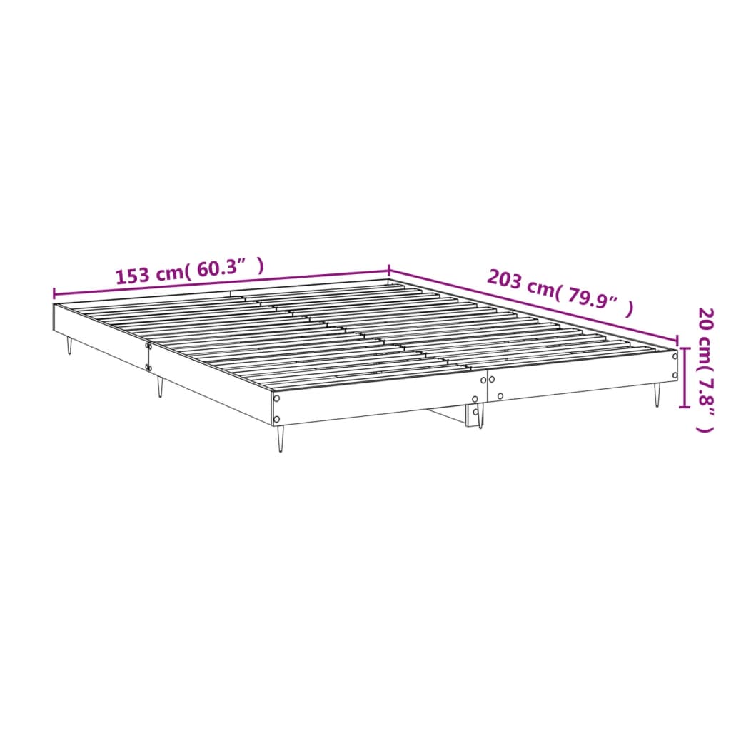 Bedframe zonder matras bewerkt hout bruin eikenkleur 150x200 cm is nu te koop bij PeponiXL, paradijselijk wonen!