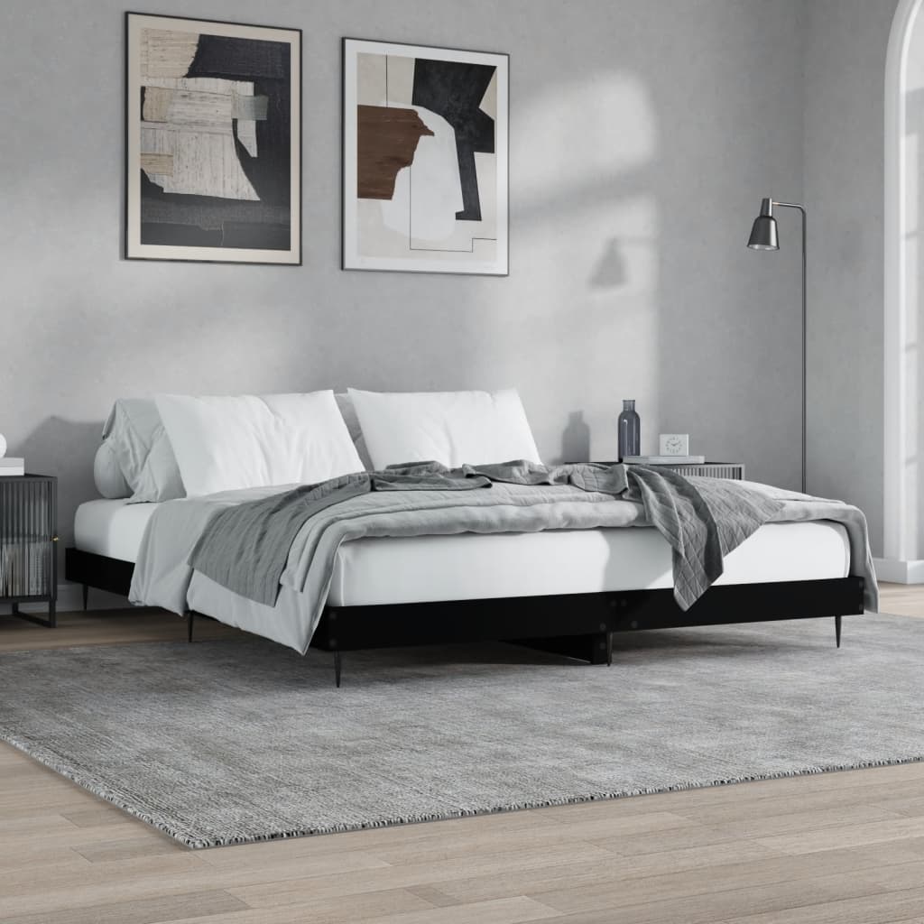 Bedframe bewerkt hout zwart 140x200 cm is nu te koop bij PeponiXL, paradijselijk wonen!