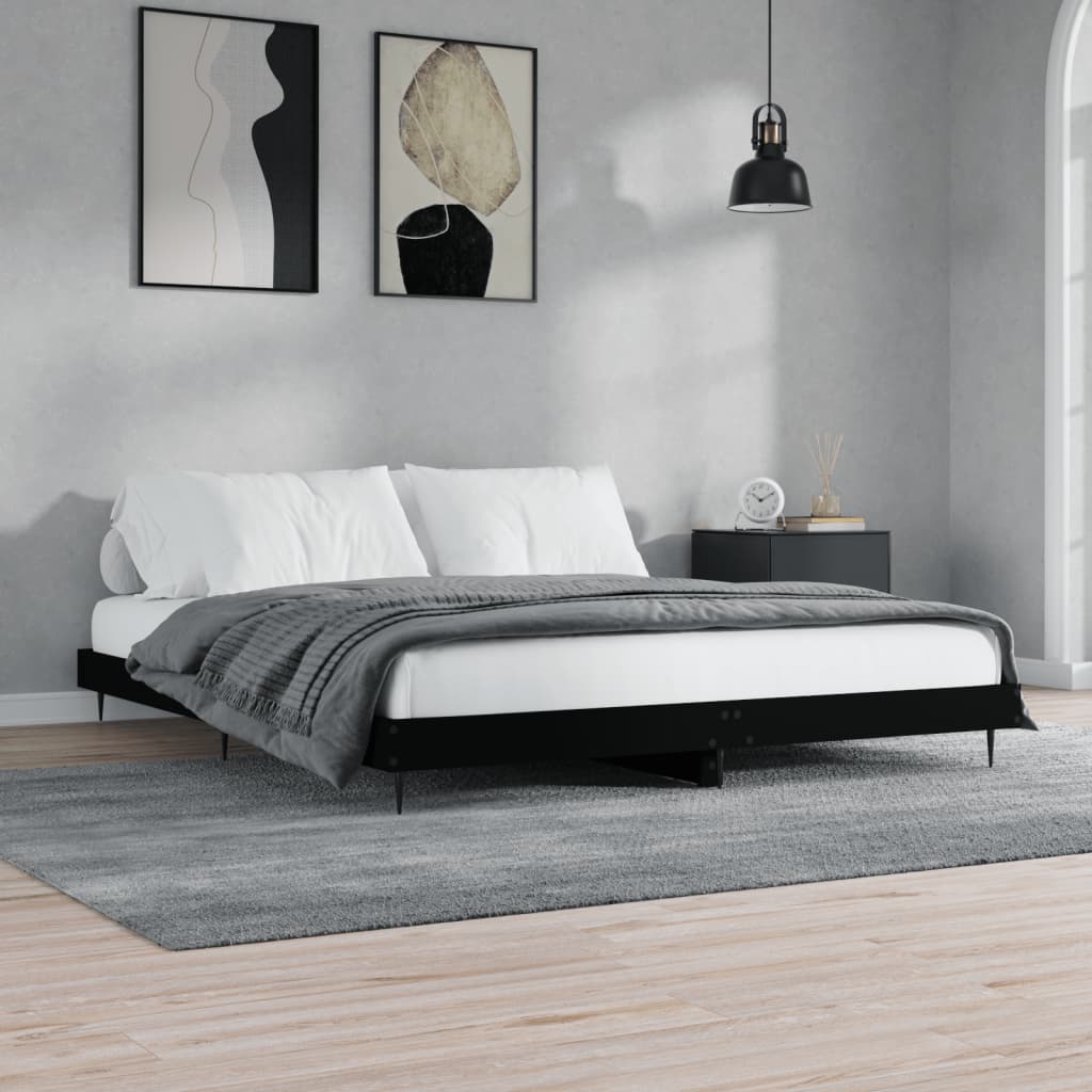 Bedframe bewerkt hout zwart 140x200 cm is nu te koop bij PeponiXL, paradijselijk wonen!