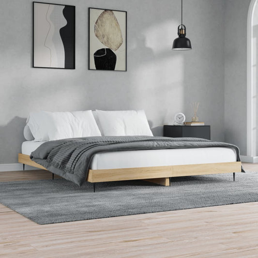 Bedframe zonder matras hout sonoma eikenkleurig 140x200 cm is nu te koop bij PeponiXL, paradijselijk wonen!