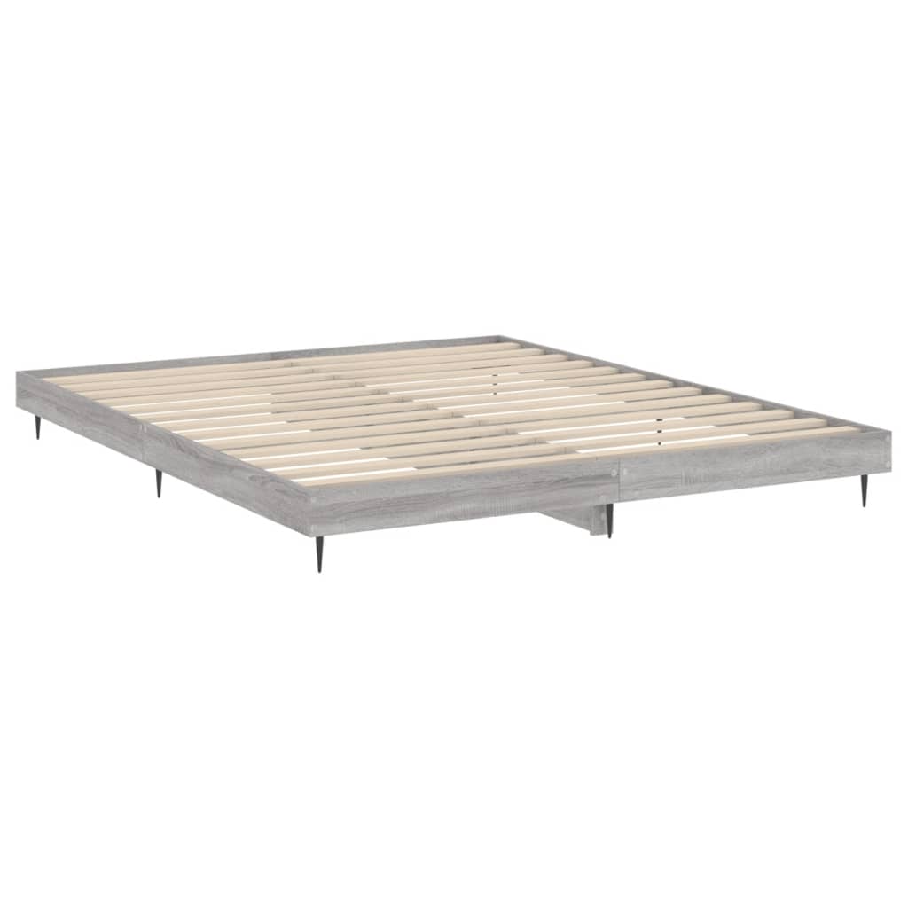 Bedframe bewerkt hout grijs sonoma eikenkleurig 140x200 cm is nu te koop bij PeponiXL, paradijselijk wonen!