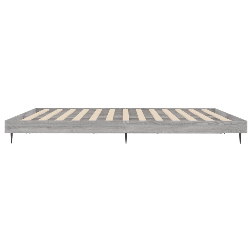 Bedframe bewerkt hout grijs sonoma eikenkleurig 140x200 cm is nu te koop bij PeponiXL, paradijselijk wonen!