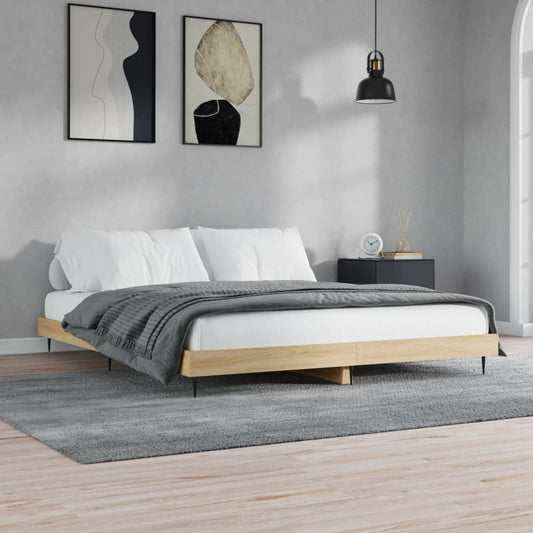 Bedframe zonder matras hout sonoma eikenkleurig 120x200 cm is nu te koop bij PeponiXL, paradijselijk wonen!