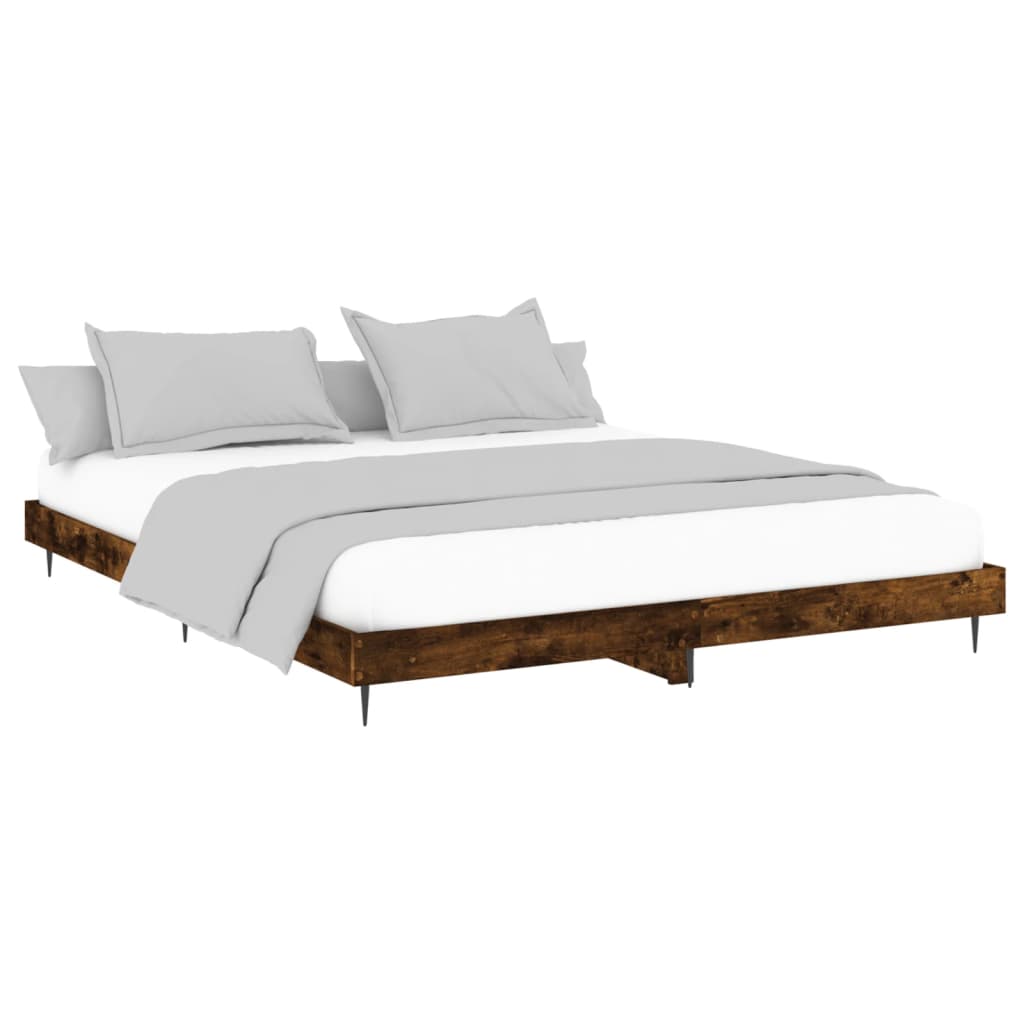 Bedframe zonder matras hout gerookt eikenkleurig 120x200 cm is nu te koop bij PeponiXL, paradijselijk wonen!