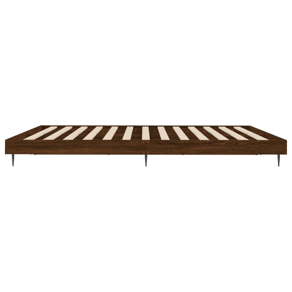 Bedframe zonder matras bewerkt hout bruin eikenkleur 120x200 cm is nu te koop bij PeponiXL, paradijselijk wonen!