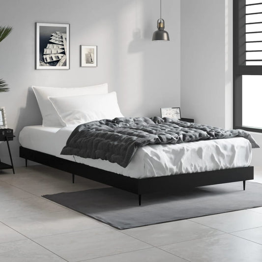 Bedframe bewerkt hout zwart 100x200 cm is nu te koop bij PeponiXL, paradijselijk wonen!