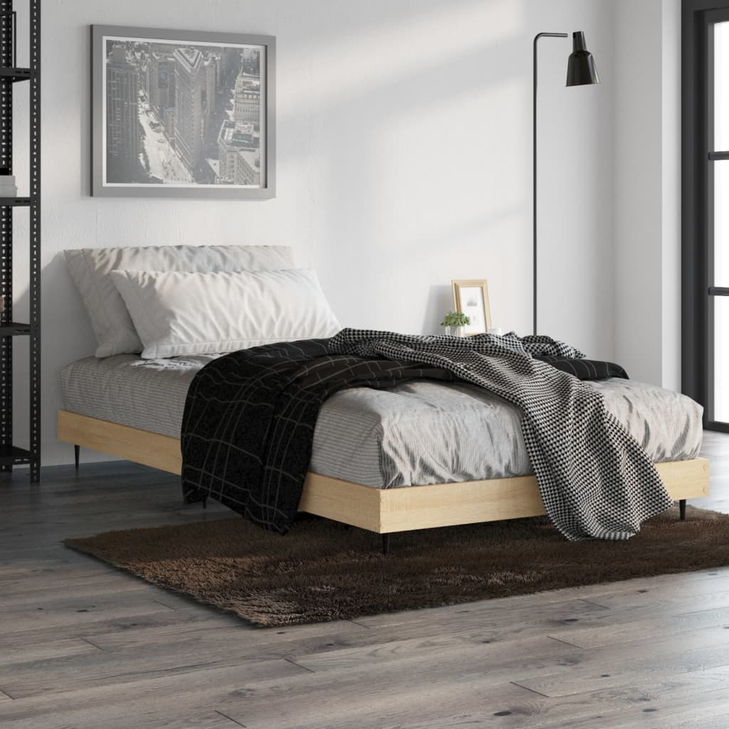 Bedframe zonder matras hout sonoma eikenkleurig 100x200 cm is nu te koop bij PeponiXL, paradijselijk wonen!