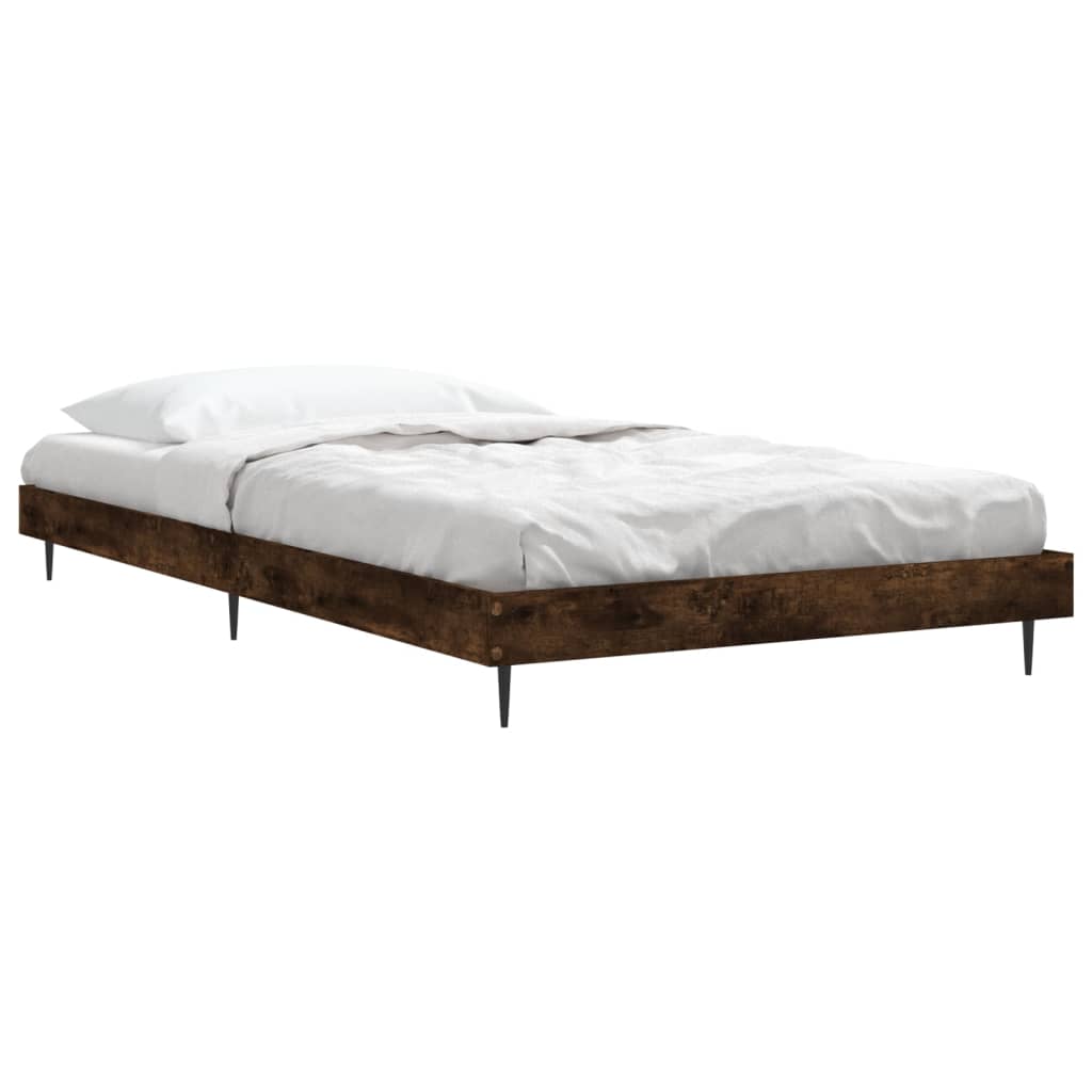 Bedframe zonder matras hout gerookt eikenkleurig 100x200 cm is nu te koop bij PeponiXL, paradijselijk wonen!