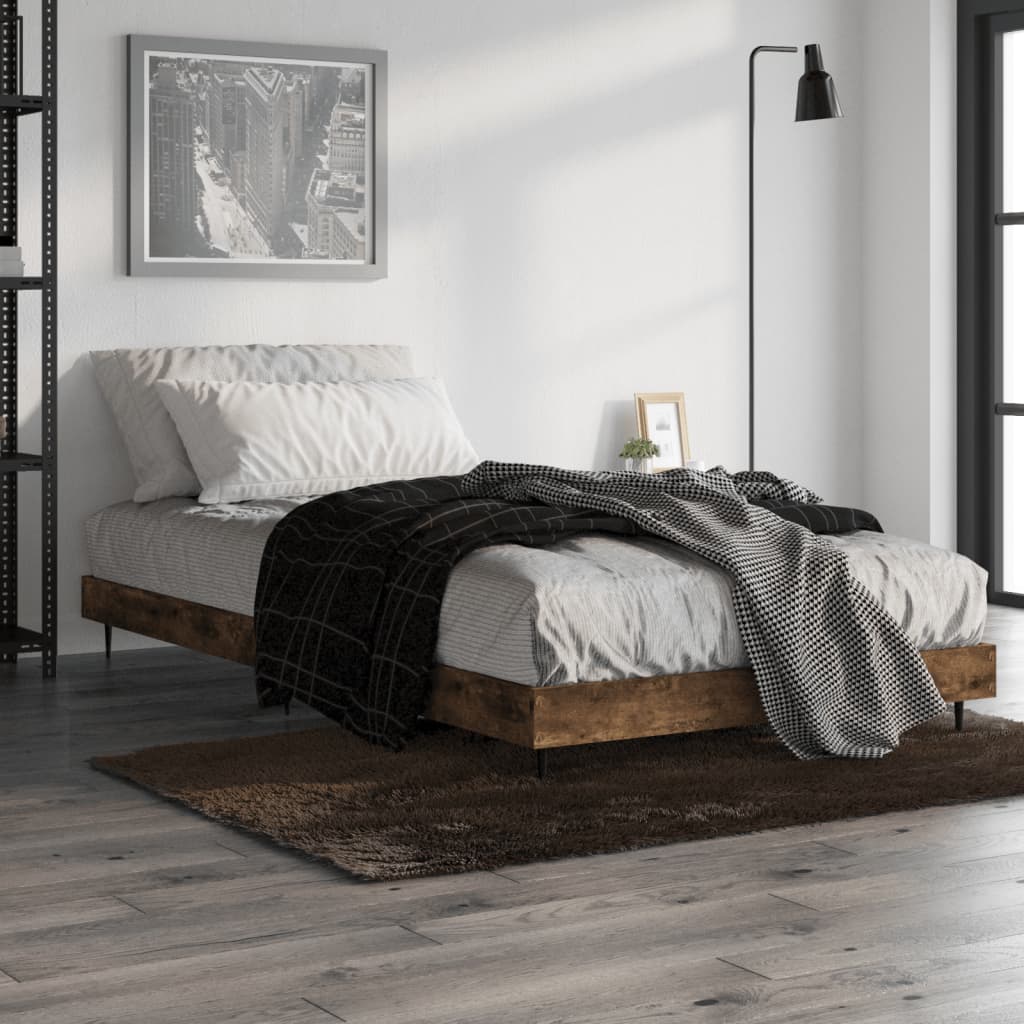 Bedframe zonder matras hout gerookt eikenkleurig 100x200 cm is nu te koop bij PeponiXL, paradijselijk wonen!