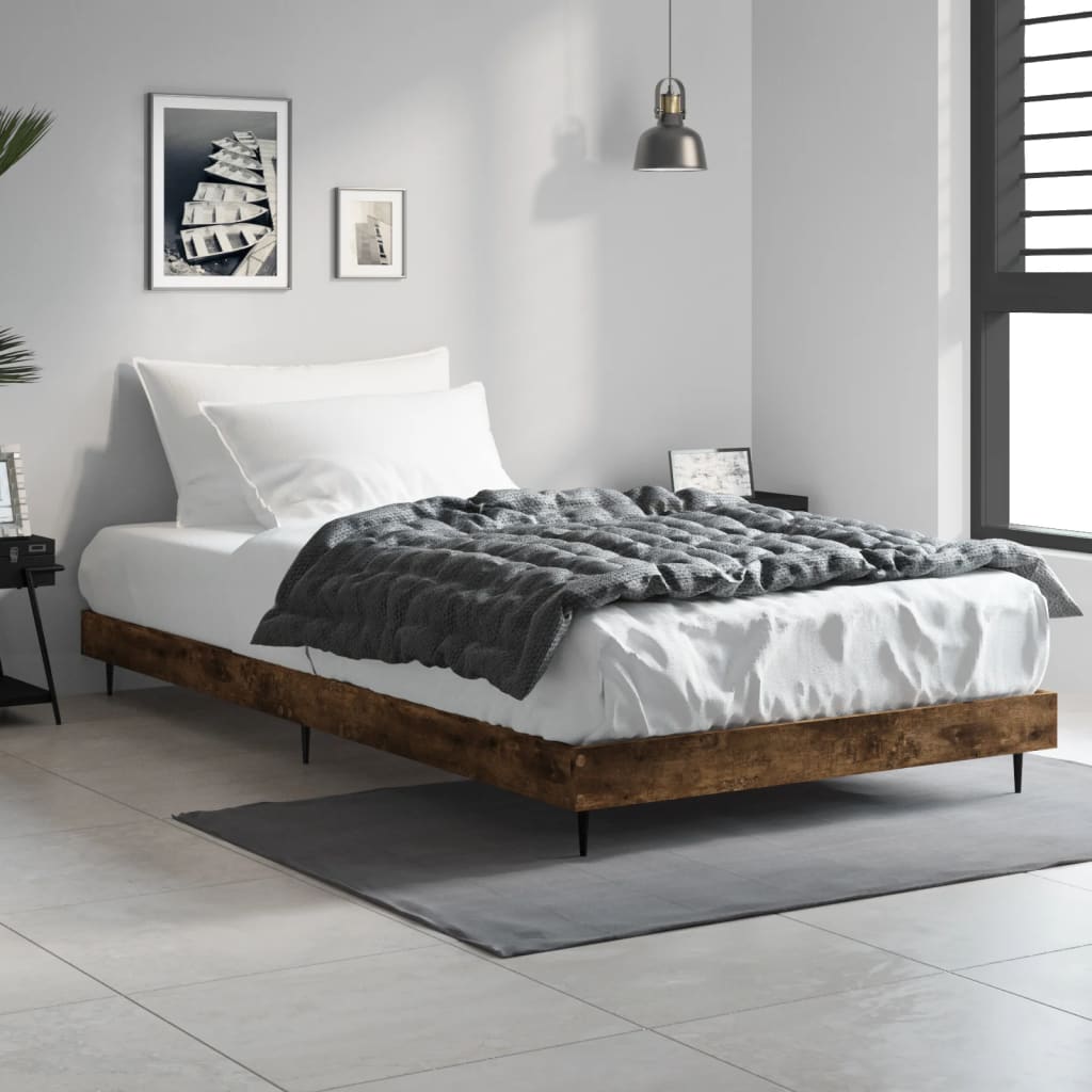 Bedframe zonder matras hout gerookt eikenkleurig 100x200 cm is nu te koop bij PeponiXL, paradijselijk wonen!