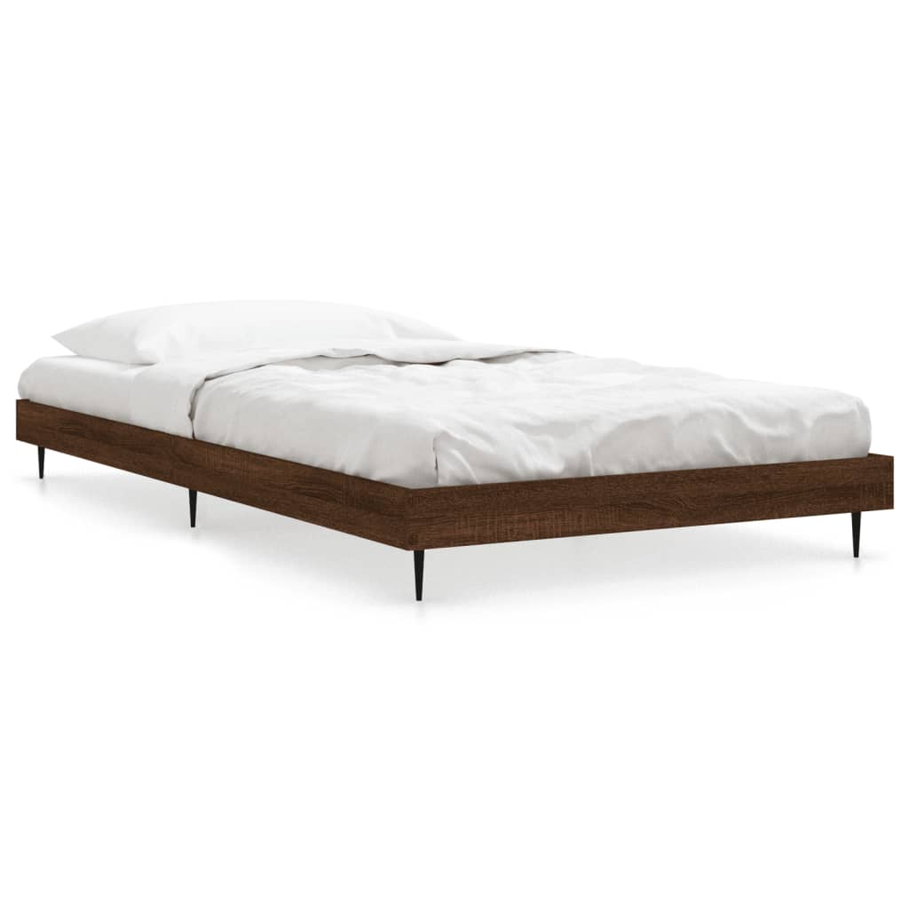 Bedframe zonder matras bewerkt hout bruin eikenkleur 100x200 cm is nu te koop bij PeponiXL, paradijselijk wonen!