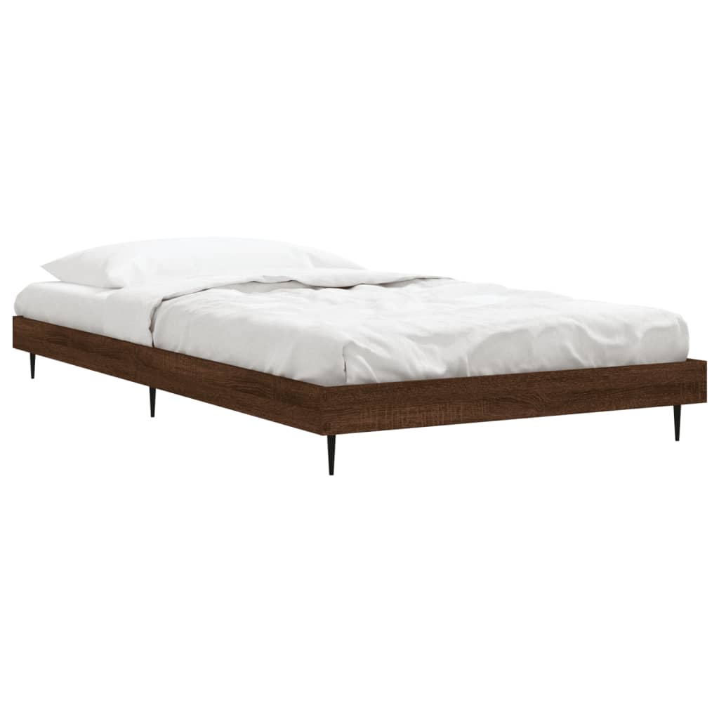 Bedframe zonder matras bewerkt hout bruin eikenkleur 100x200 cm is nu te koop bij PeponiXL, paradijselijk wonen!