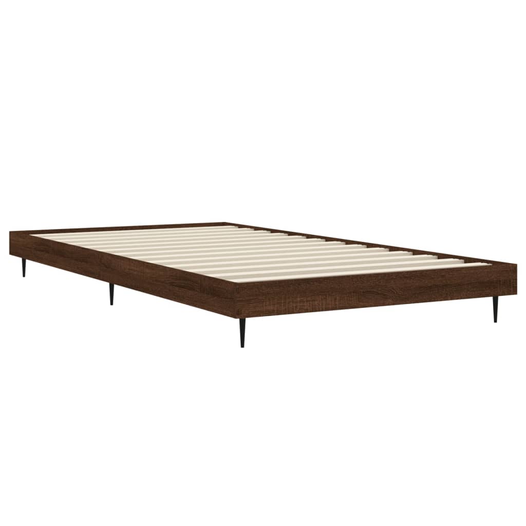 Bedframe zonder matras bewerkt hout bruin eikenkleur 100x200 cm is nu te koop bij PeponiXL, paradijselijk wonen!