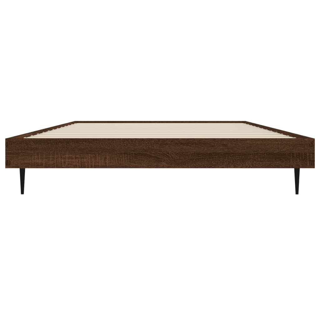 Bedframe zonder matras bewerkt hout bruin eikenkleur 100x200 cm is nu te koop bij PeponiXL, paradijselijk wonen!