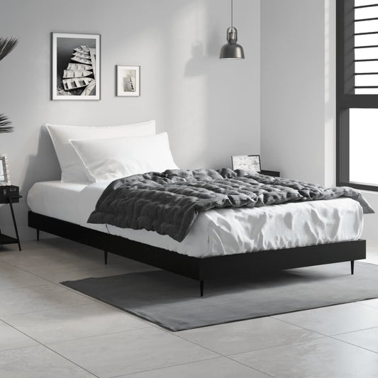 Bedframe bewerkt hout zwart 90x200 cm is nu te koop bij PeponiXL, paradijselijk wonen!