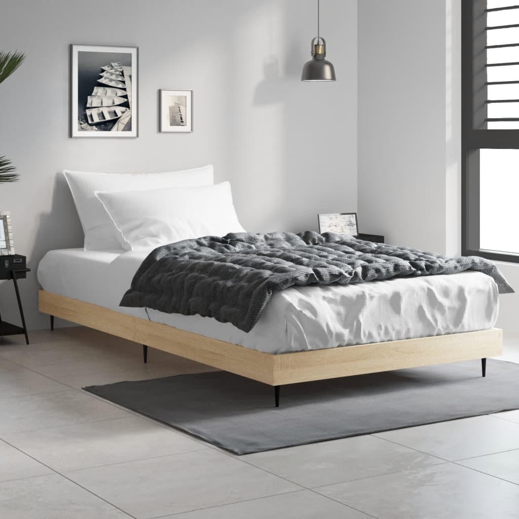 Bedframe zonder matras hout sonoma eikenkleurig 90x200 cm is nu te koop bij PeponiXL, paradijselijk wonen!