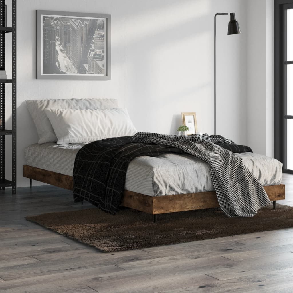 Bedframe zonder matras hout gerookt eikenkleurig 90x200 cm is nu te koop bij PeponiXL, paradijselijk wonen!