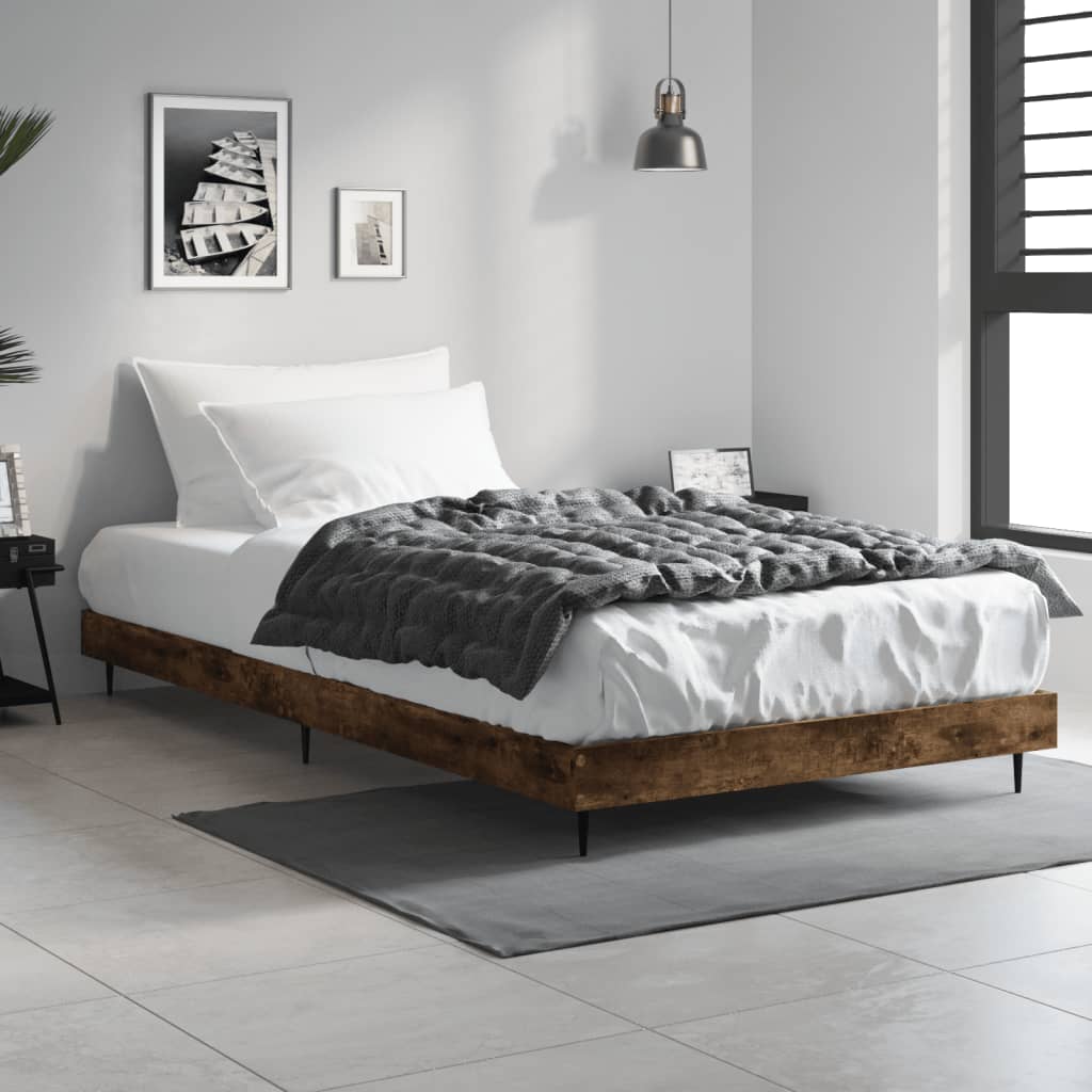 Bedframe zonder matras hout gerookt eikenkleurig 90x200 cm is nu te koop bij PeponiXL, paradijselijk wonen!