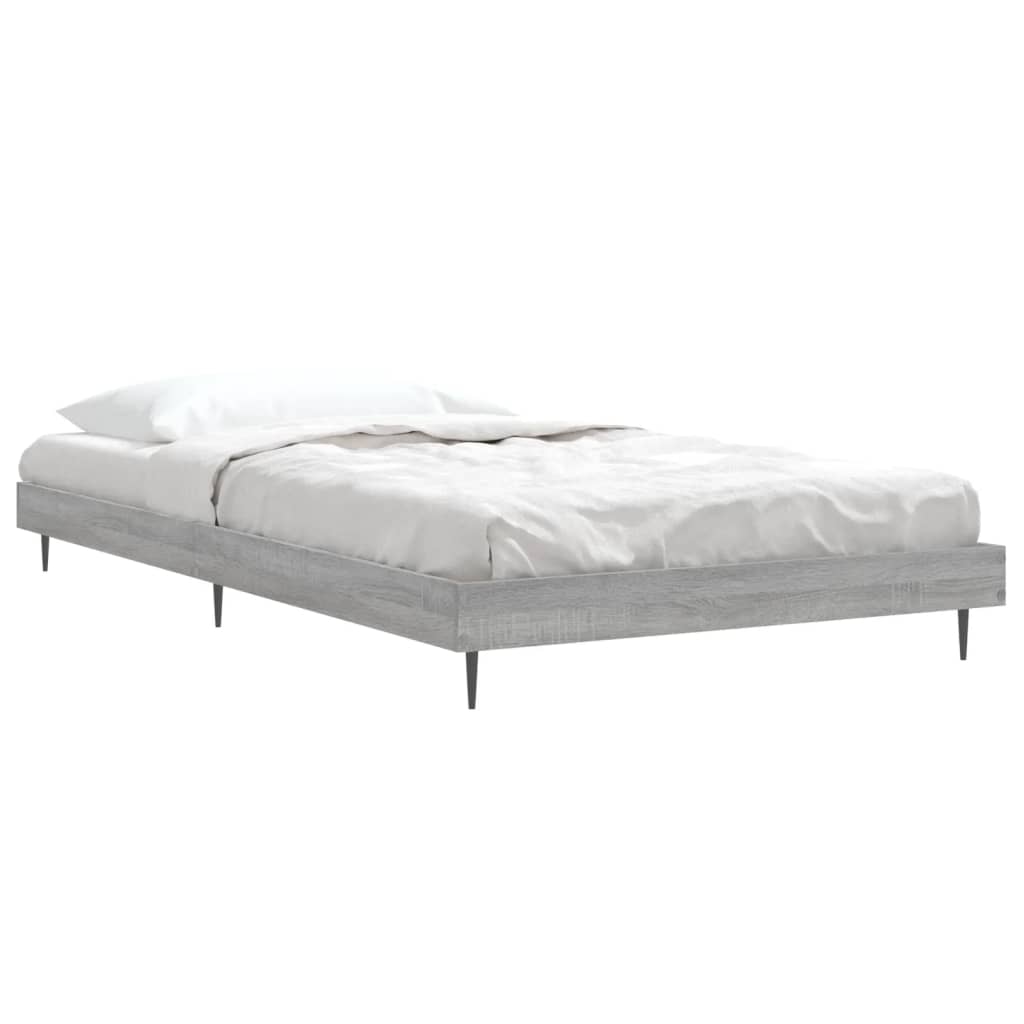 Bedframe bewerkt hout grijs sonoma eikenkleurig 90x200 cm is nu te koop bij PeponiXL, paradijselijk wonen!