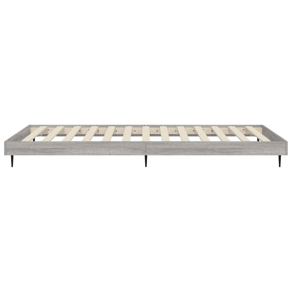 Bedframe bewerkt hout grijs sonoma eikenkleurig 90x200 cm is nu te koop bij PeponiXL, paradijselijk wonen!