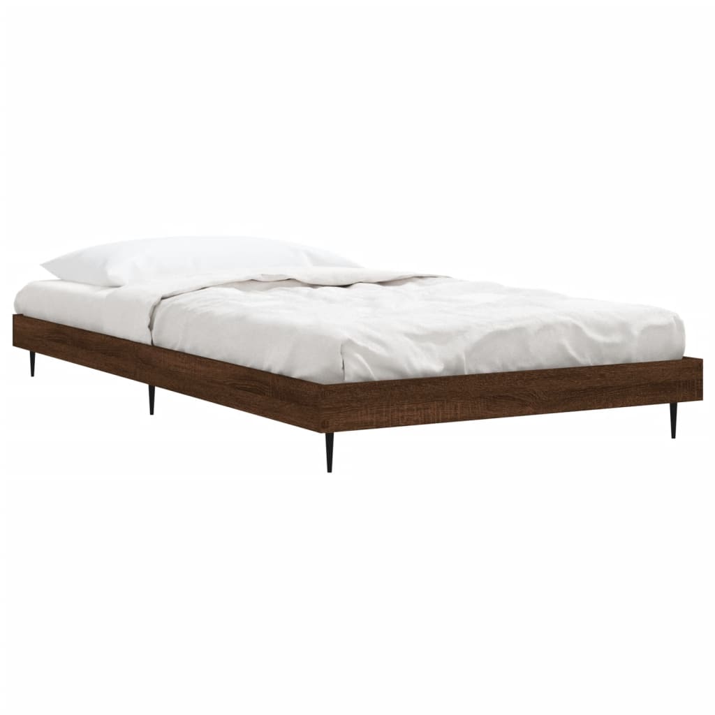 Bedframe zonder matras bewerkt hout bruin eikenkleur 90x200 cm is nu te koop bij PeponiXL, paradijselijk wonen!