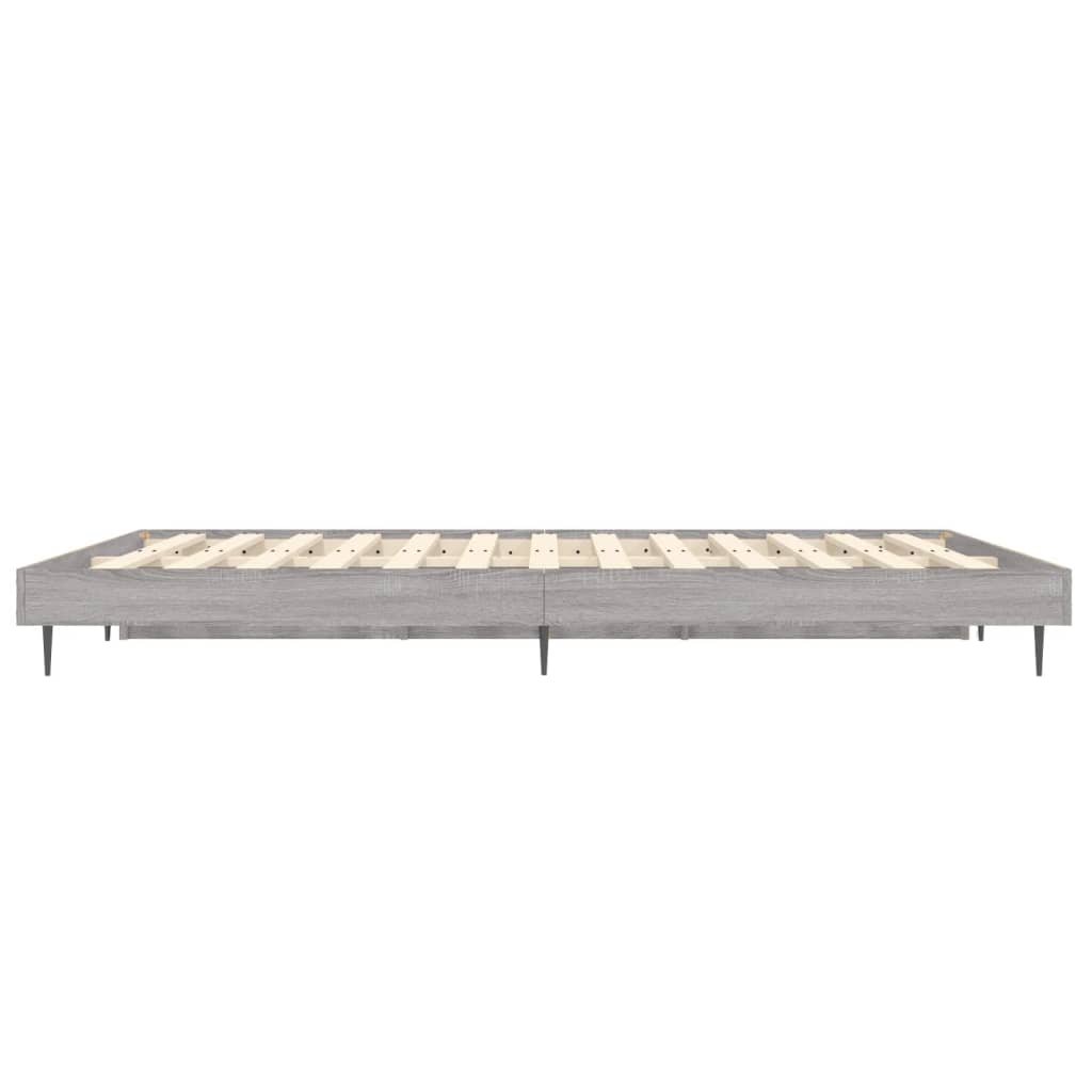 Bedframe bewerkt hout grijs sonoma eikenkleurig 140x190 cm is nu te koop bij PeponiXL, paradijselijk wonen!