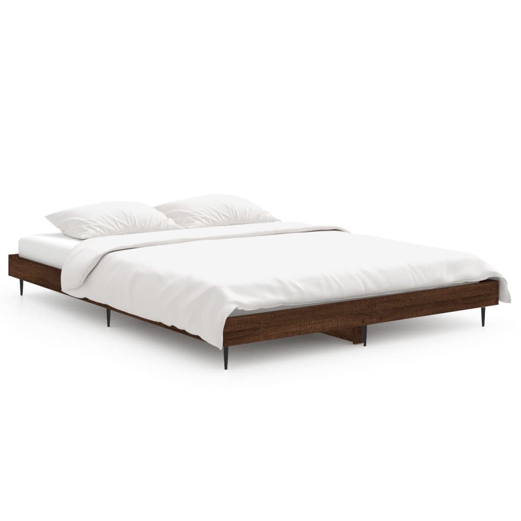 Bedframe zonder matras bewerkt hout bruin eikenkleur 140x190 cm is nu te koop bij PeponiXL, paradijselijk wonen!